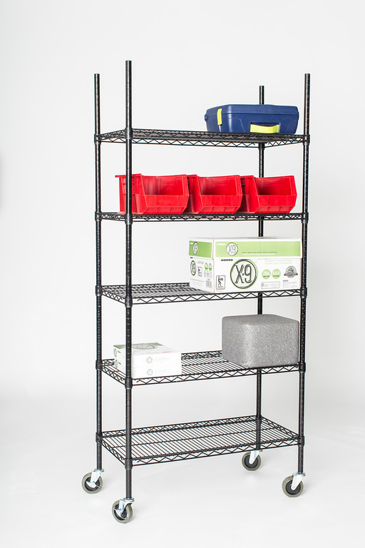 black epoxy wire shelving