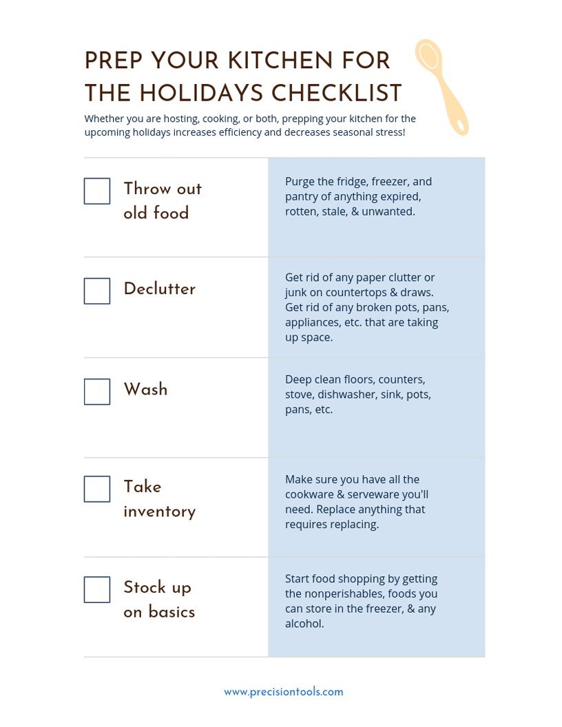 prep your kitchen for the holidays printable checklist