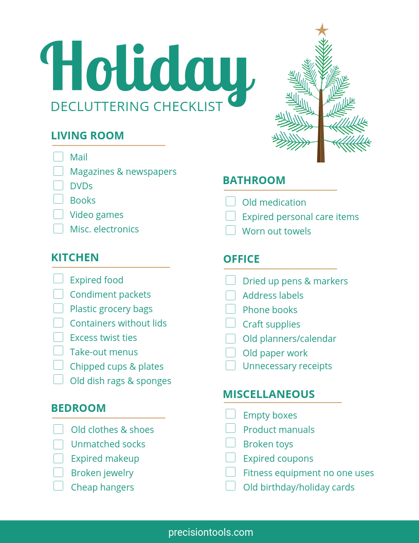 printable holiday decluttering checklist