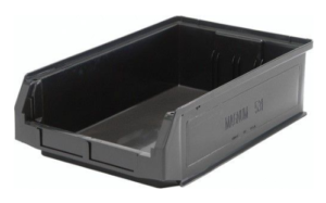 close up image of a black magnum industrial bin