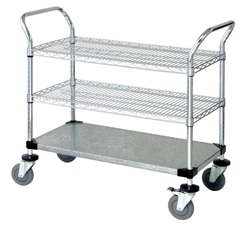 Combination Wire & Solid Shelf Carts