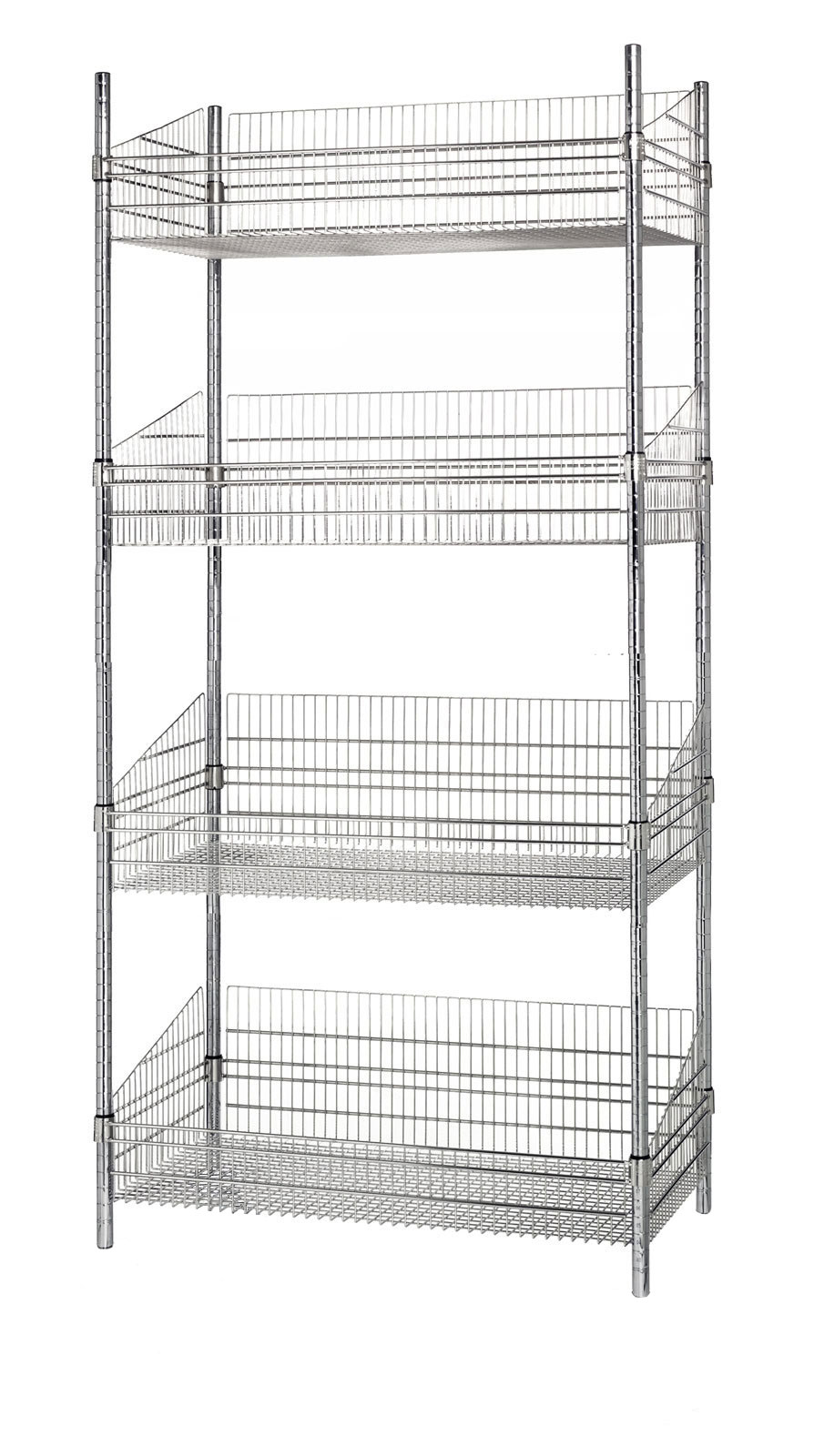 4 Tier Basket Wire Shelving Units