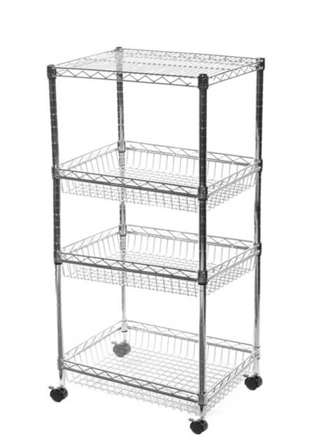 4 Tier Basket Wire Shelving Units