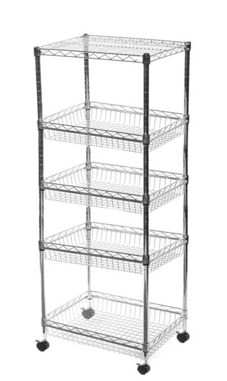 5 Tier Basket Wire Shelving Units