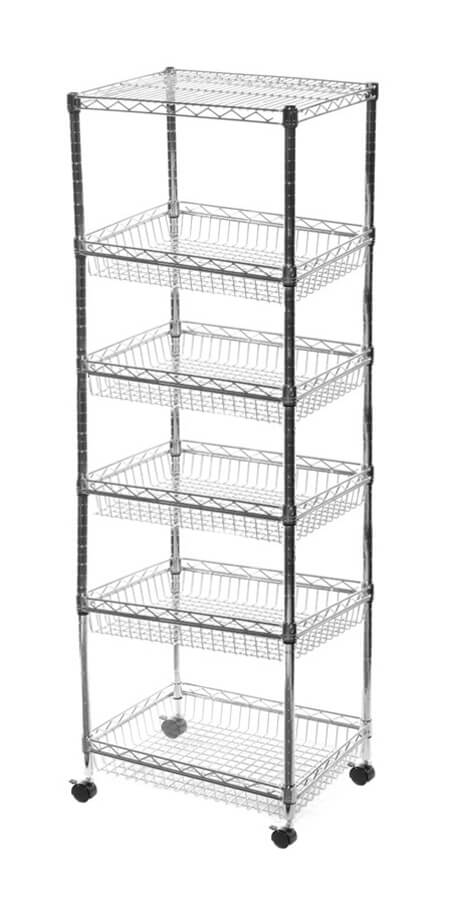 6 Tier Basket Wire Shelving Units