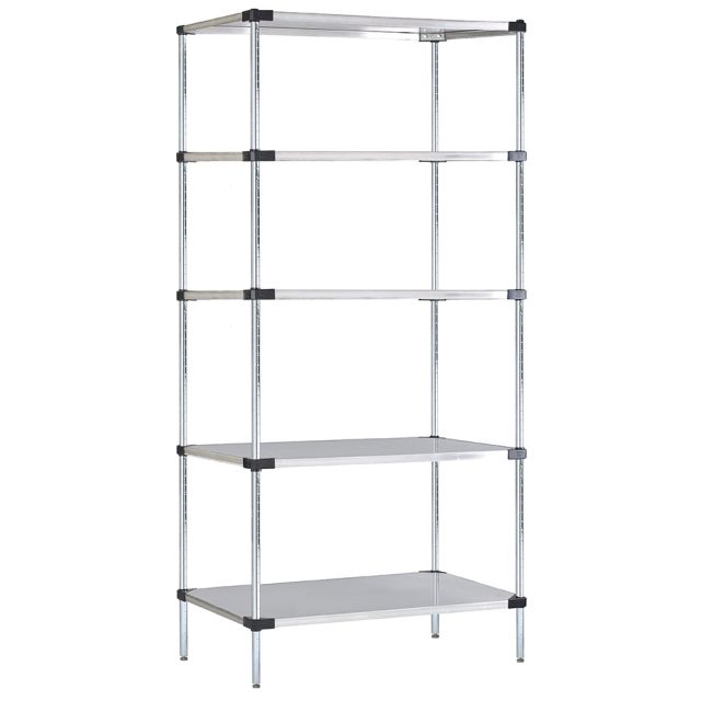 14" Deep x 48" Wide x 63" High 5 Tier Solid Stainless Steel AddOn Shelving Unit by Omega