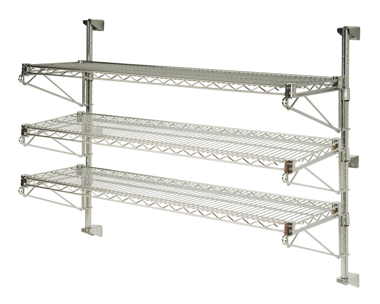 12" Deep x 72" Wide x 63" High Adjustable 3 Tier Chrome Wall Mount