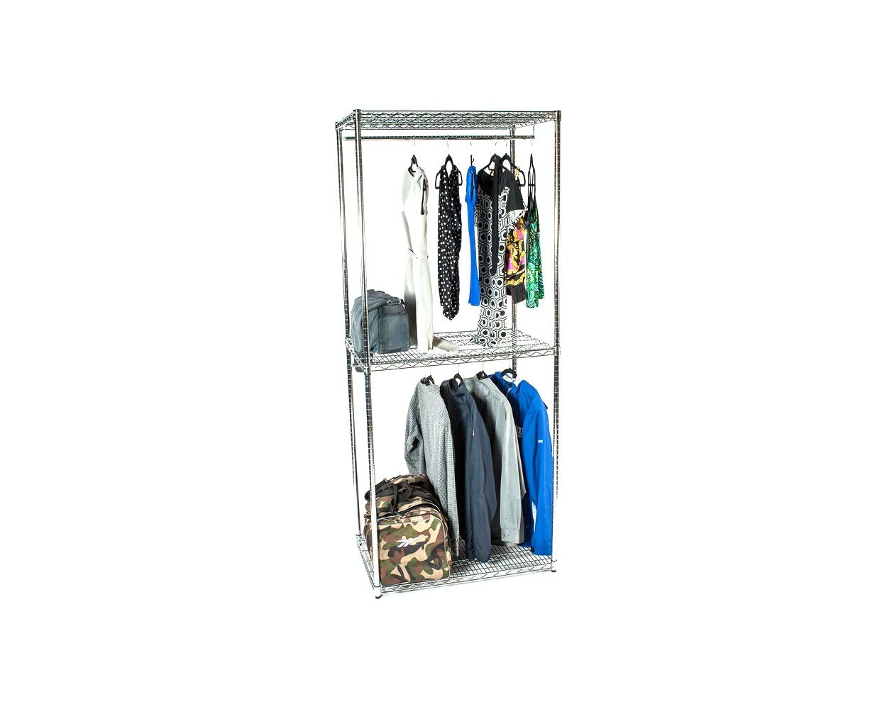 Chrome Double Decker Garment Racks by Omega Products Corporation